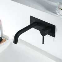 matte black square style in wall mounted bathroom faucet wholesale promotion brass bathroom sink mixer tap