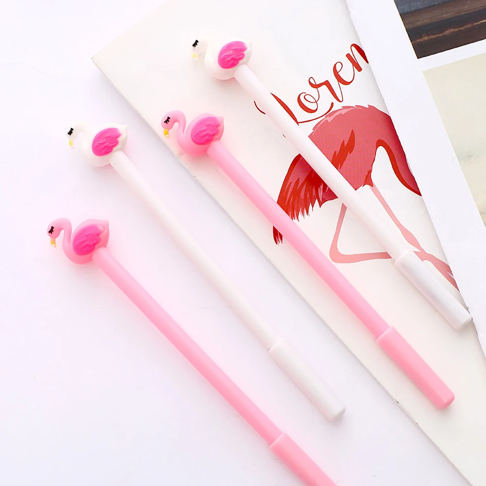 Необычная каваи Милая гелевая ручка в виде фламинго белый розовый Аниме