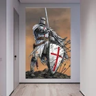 Винтажные Рыцари Templar, фантастические художественные плакаты, Настенный декор, крестовый баннер, флаг, настенная наклейка, холст, живопись, роспись, украшение для дома