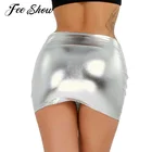 Сексуальная Женская обтягивающая юбка-карандаш, блестящая обтягивающая мини-юбка из лакированной кожи с мокрым эффектом, сексуальная одежда мини-юбки, Клубная одежда, Эротика