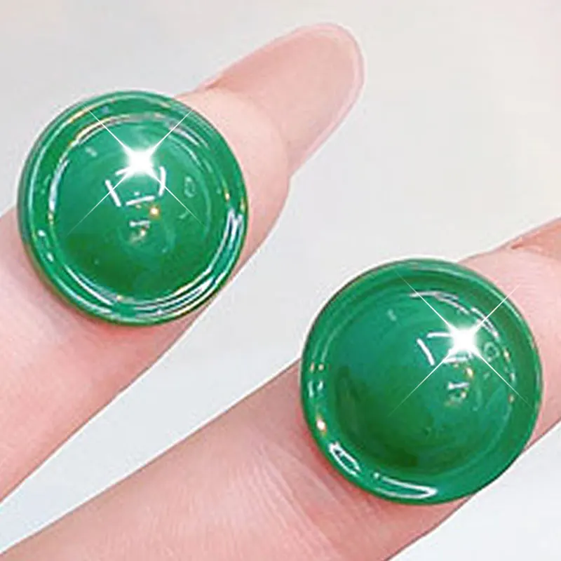 

Minimalist Green Charm Earrings Exquisite Temperament Luxury for Women Fine Jewelry Fashion Round Simple Classic Accessories