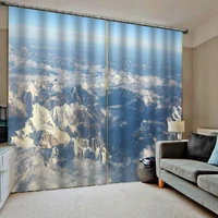mountain curtain 3d window curtain luxury living room decorate cortina white cloud
