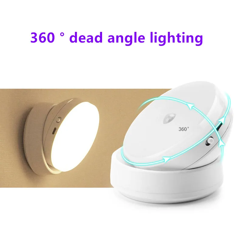 360 ° rotating human induction lamp USB rechargeable battery toilet cabinet novelty LED energy-saving night light | Лампы и освещение
