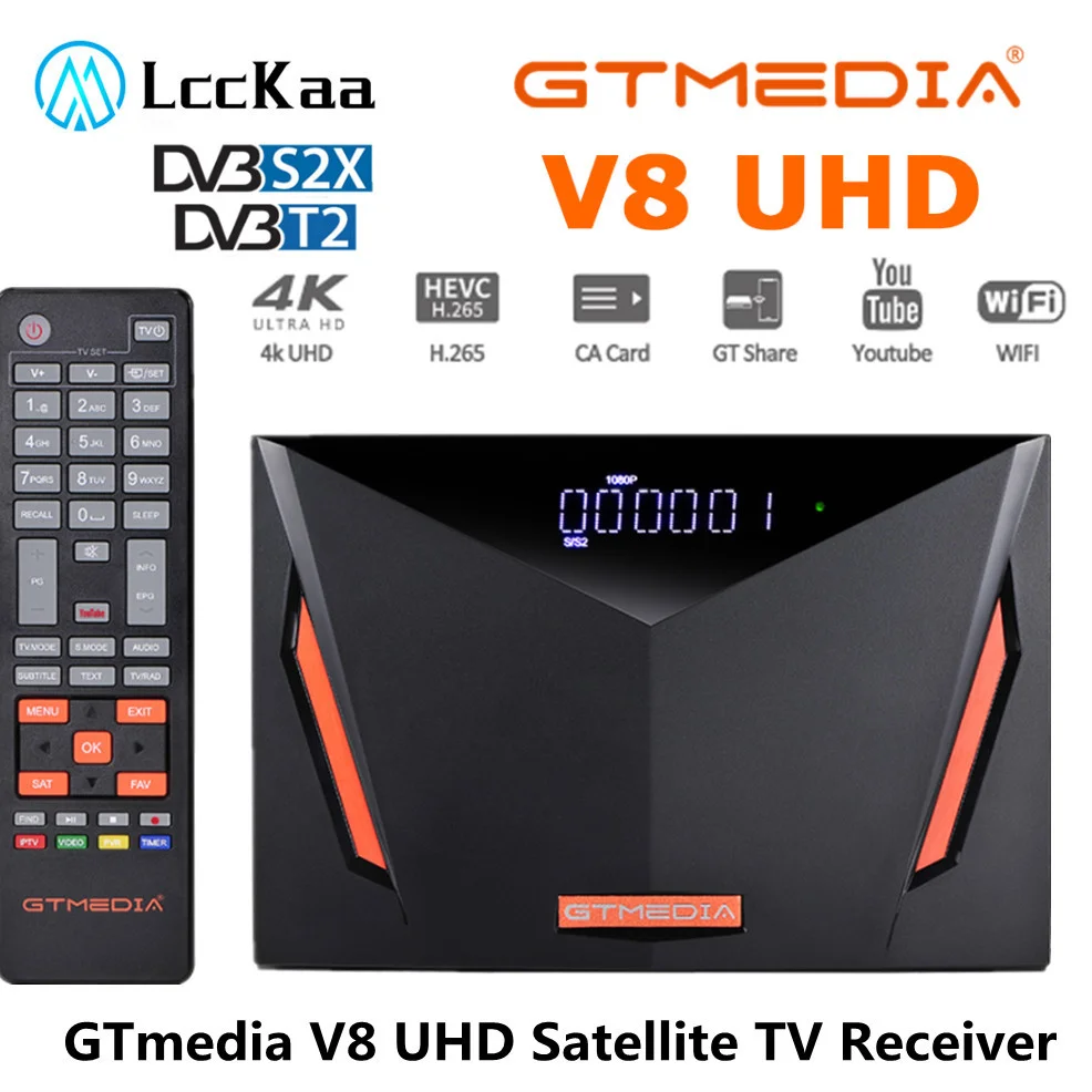 

4K GTmedia V8 UHD Satellite TV Receiver Ultra HD DVB-S2 T2 Cable Tuner H.265 Built in WIFI Support M3U CCAM OSCAM CA Card Decode