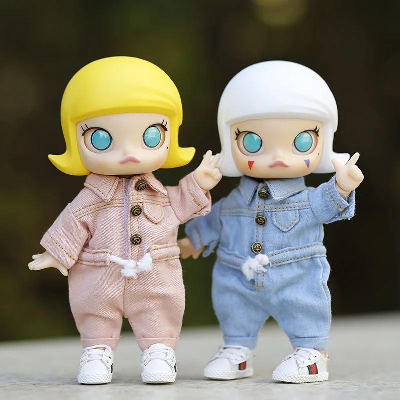 

New 1PCS OB11 Clothes Cool Denim Jeans Jumpsuit Overalls for Obitsu11 Molly 1/12 BJD Dolls Accessories