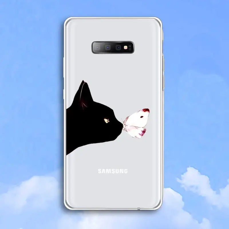 

Cute animal black cat cartoon Phone Case Transparent For Samsung Galaxy A 71 21s S note 8 9 10 plus 20 ultra