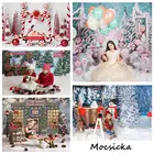 Mocsicka Рождественский фон снежное поле Снежинка Детская фотография день рождения торт разбивечерние фото фон Рождество конфеты трость Декор