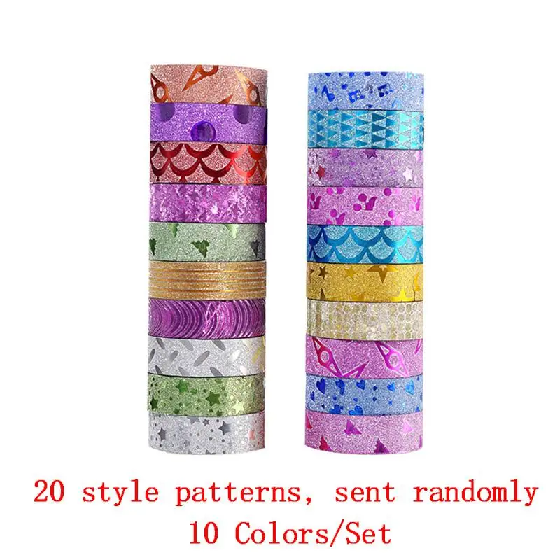 

10PCS Washi Tape Stationery Scrapbooking Decorative Adhesive Tapes DIY Color Masking Tape School Office Supplies Adhesive