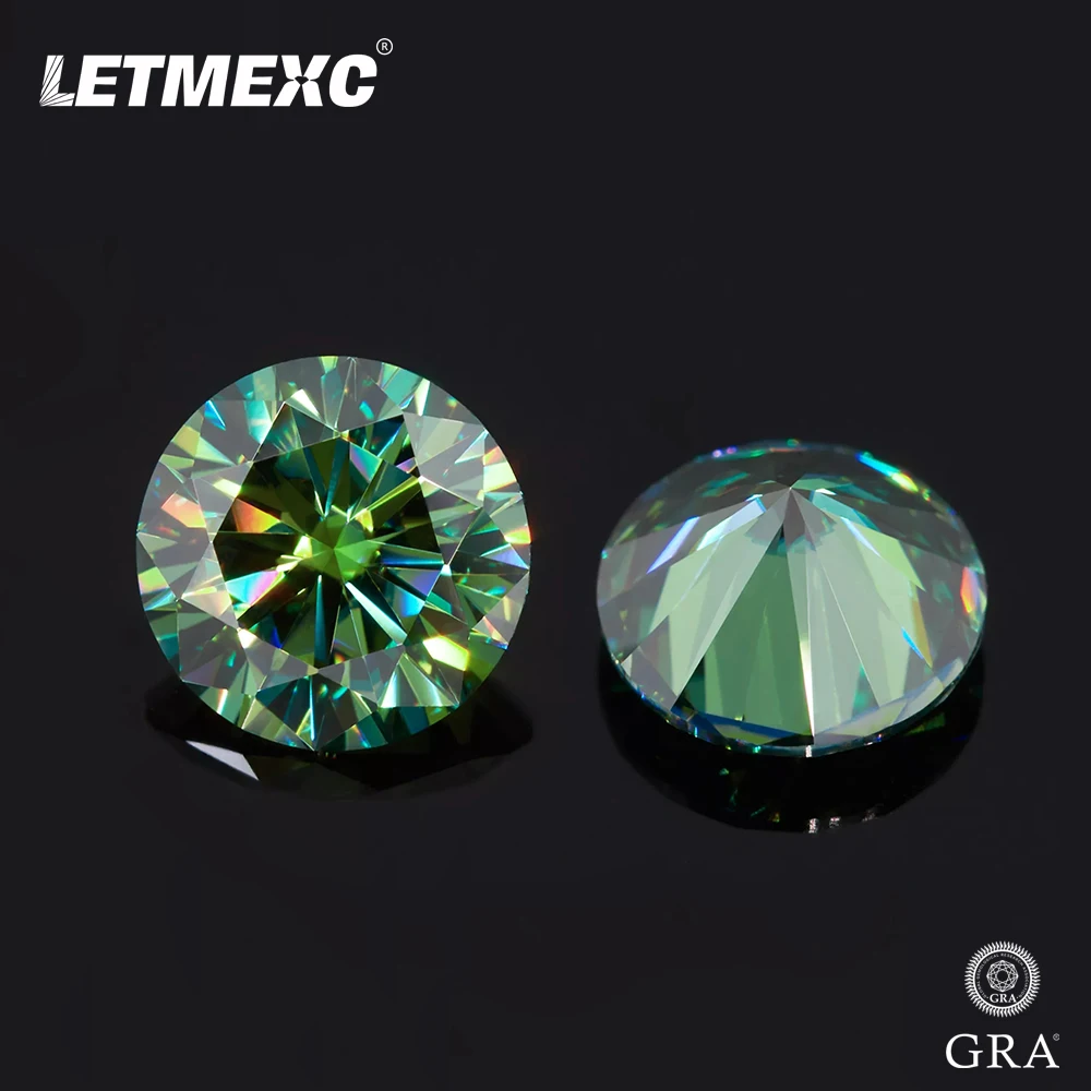 

Letmexc Blue & Green Moissanite Loose Diamond Gemstone VVS1 Round Rrilliant Cut with GRA Report