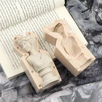 art style closed eyes girl candle mold silicone piano goddess plaster mould 3d handmade womens epoxy tool home decoration
