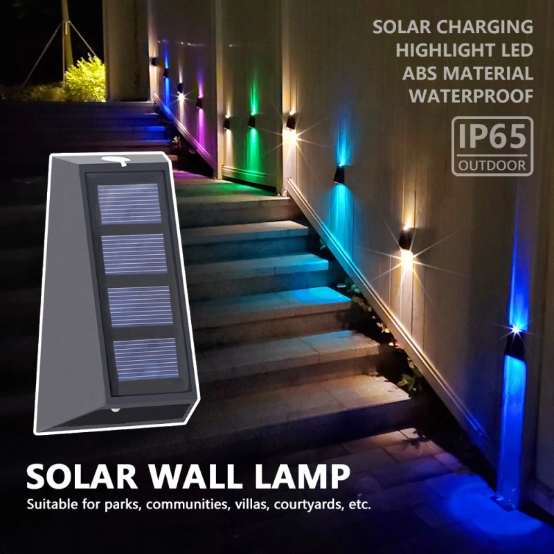 

2/1PCS Outdoo Solar Wall Lights RGBW/White Warm LED Lamp Decor Waterproof Garden Outdoor Fence Yard Home Stair Lamp