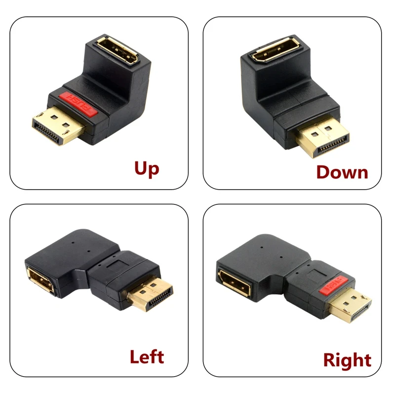 

Up Down Left Right Angled 90 Degree DP 1.2V 4K 60Hz extend DisplayPort Male to Female Extension Adapter Cable