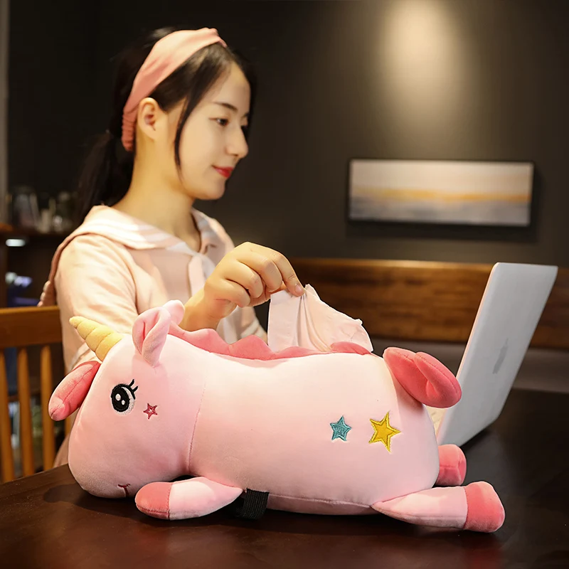 Симпатичная мультяшная милая плюшевая коробка для салфеток с единорогом Хаски