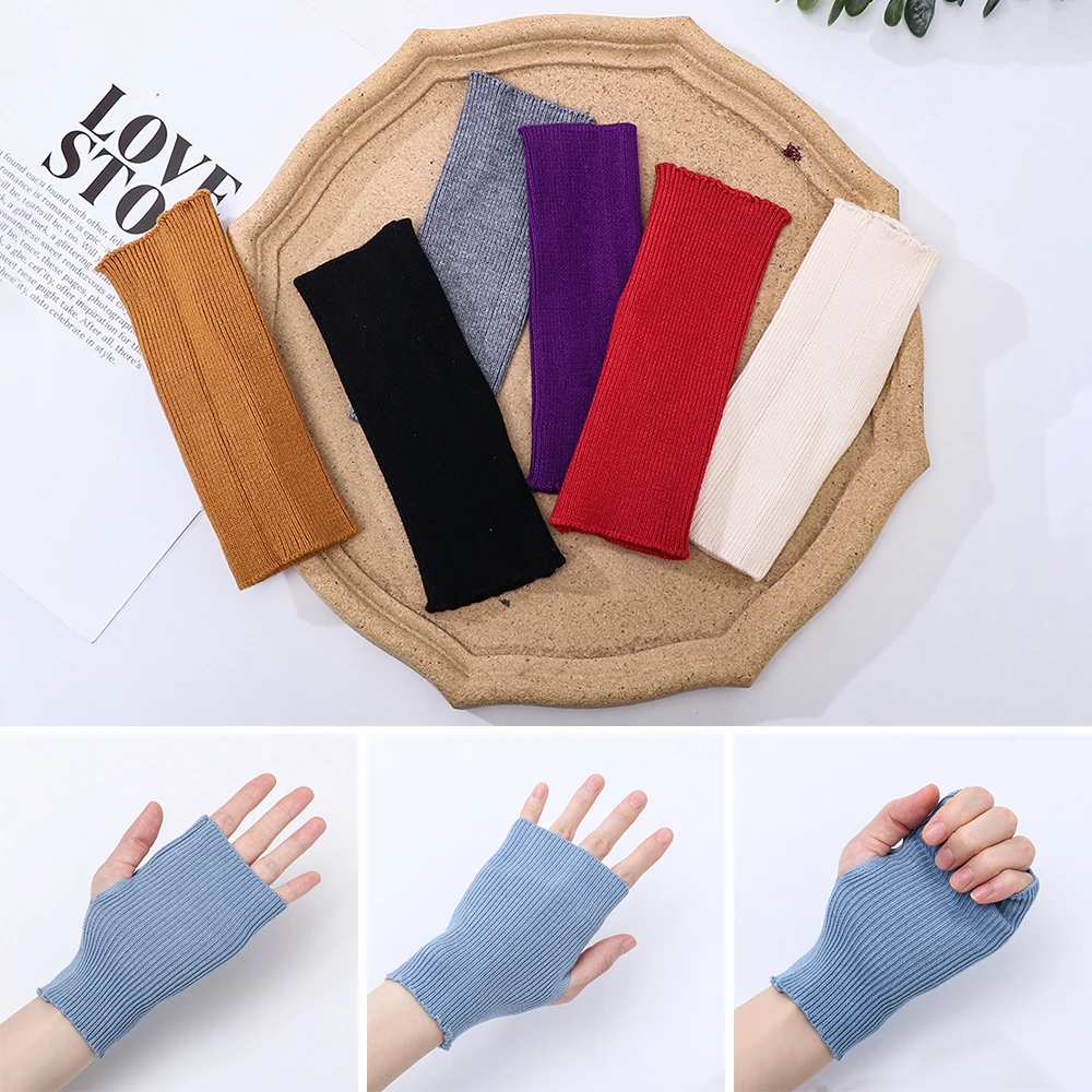 

1 пара, зимние вязаные теплые перчатки без пальцев