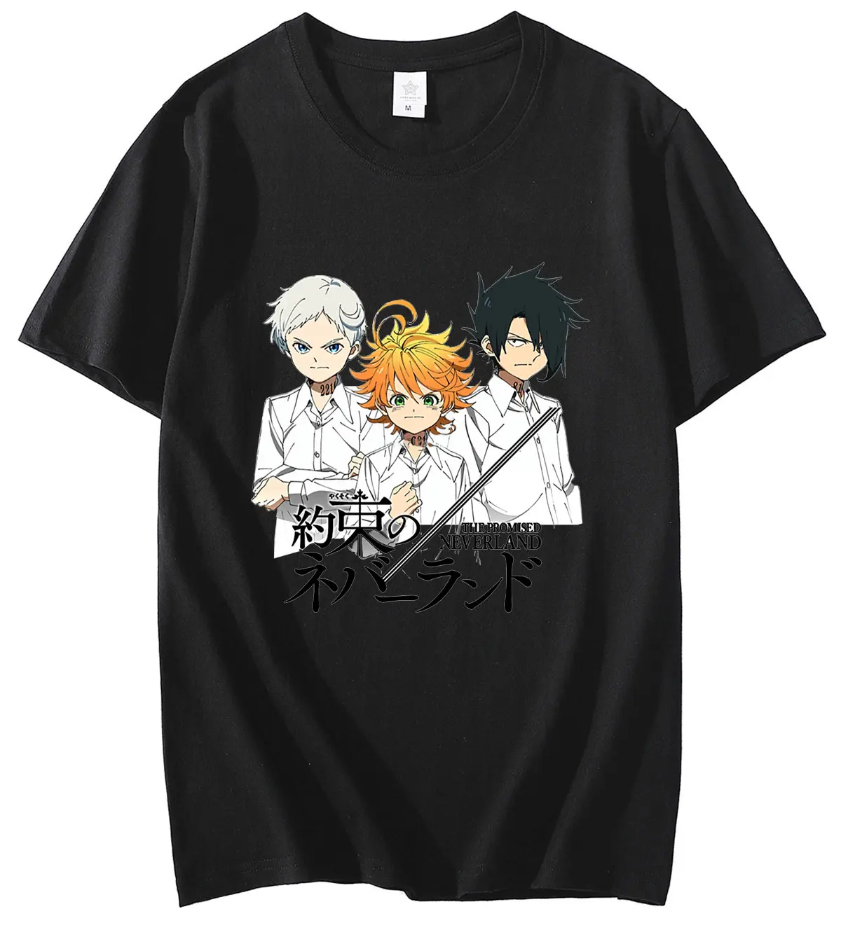 

2021 Janpanese Anime The Promised Neverland T Shirt Men's Cartoon Emma Norman Ray Graphic Tees Unisex T-shirt Male Tops Harajuku