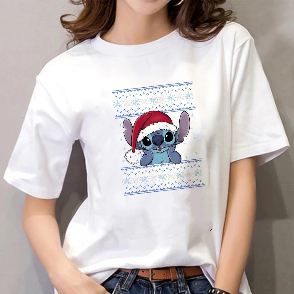 Minimalist T Shirt Disney Lilo & Stitch Womne Hot Selling Marry Christmas Print Female Clothing Tumblr Mujer Leisucre T-shirt