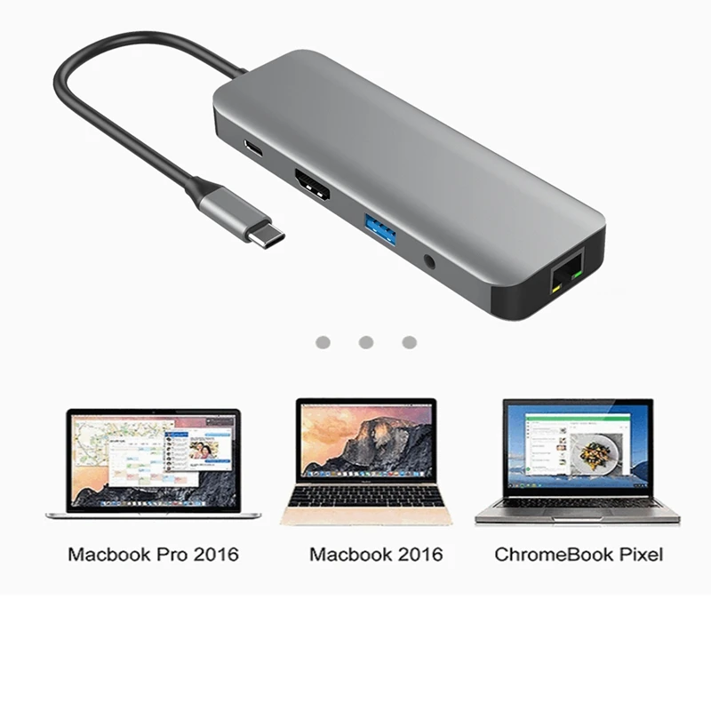9 в 1 Type C концентратор к Hdmi Usb 3 0 Sd Tf Pd Rj45 Ethernet Lan кардридер адаптер|Адаптеры Type-C| |