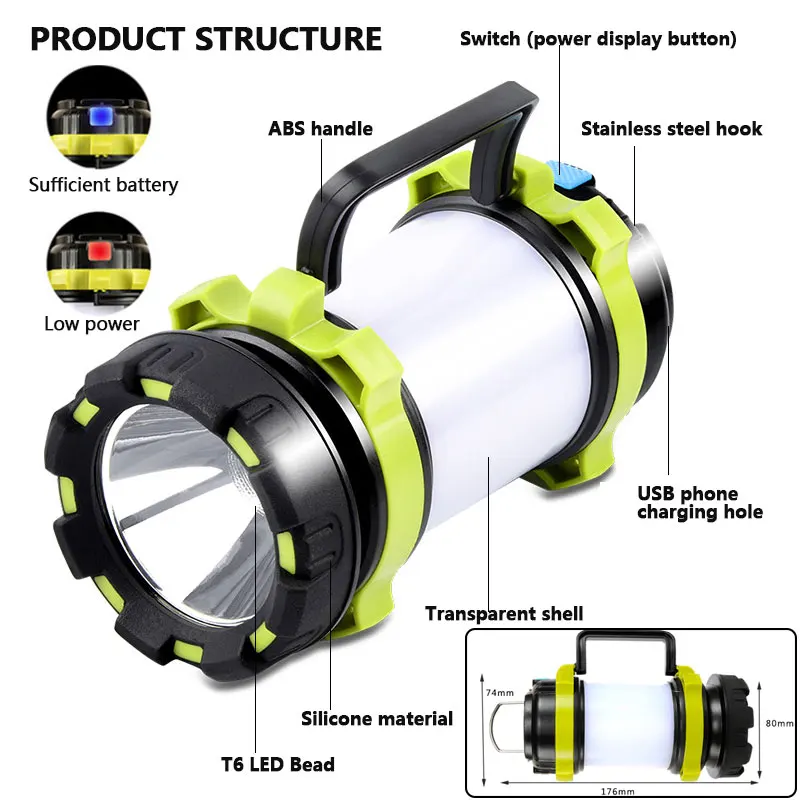 Светодиодный Torch100W 10000LM ультра длинный USB Перезаряжаемые Кемпинг Фонари