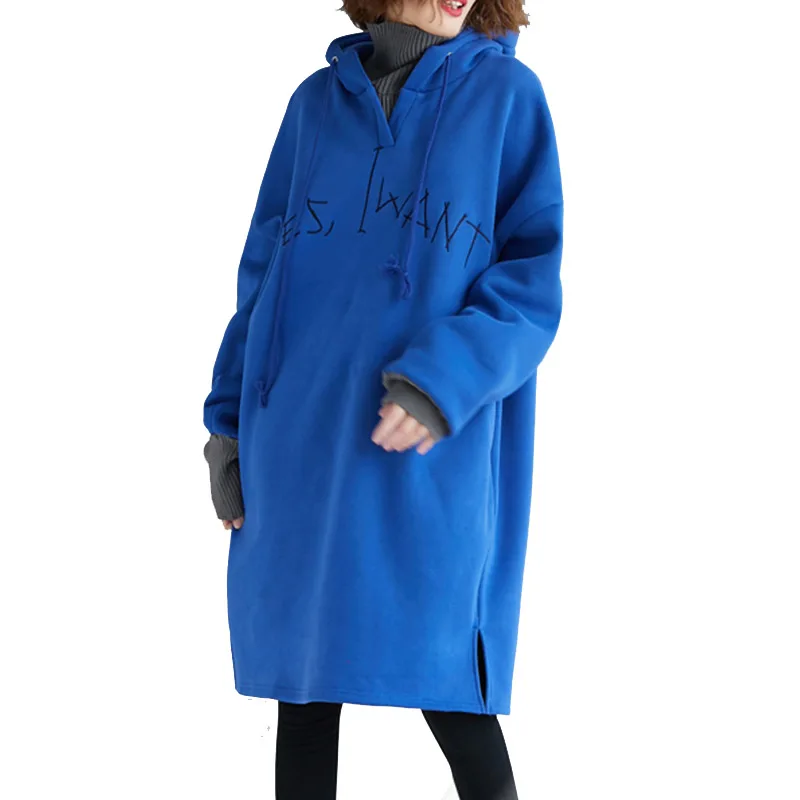 

Женские толстовки с вышивкой и надписью, женские длинные осенне-зимние толстовки с бархатной подкладкой из двух предметов