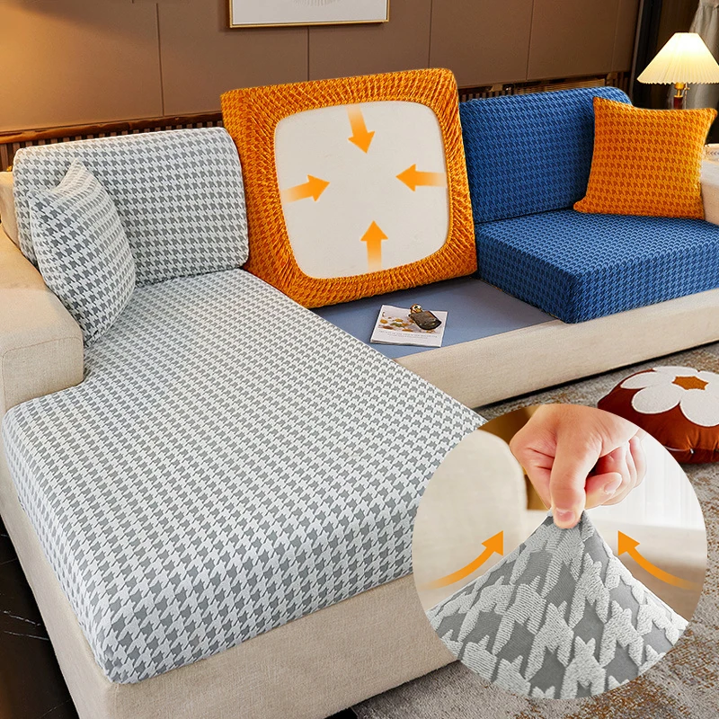 

Lattice Elastic Sofa Covers for Living Room Dust Proof Sectional Sofa Cover Anti Slip Full Package Home Couch Sofa Covers