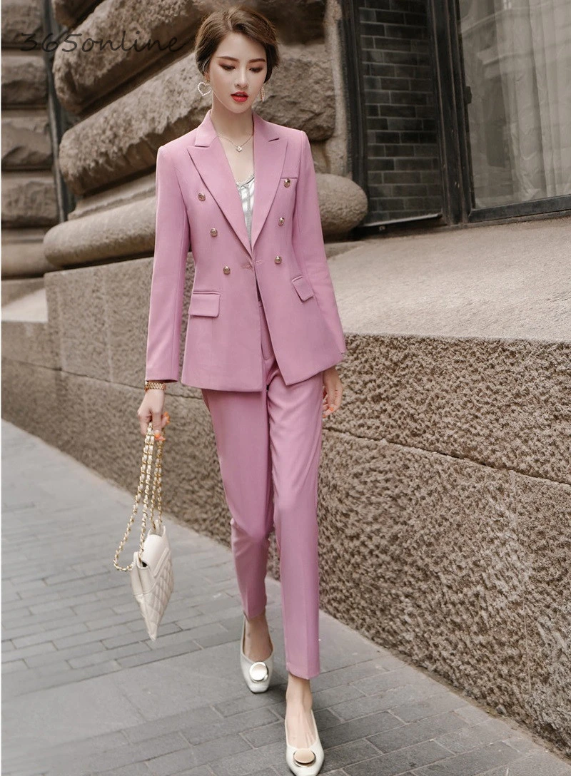 Новинка 2020 весенне осенний розовый официальный дизайн костюмы брюки с брюками