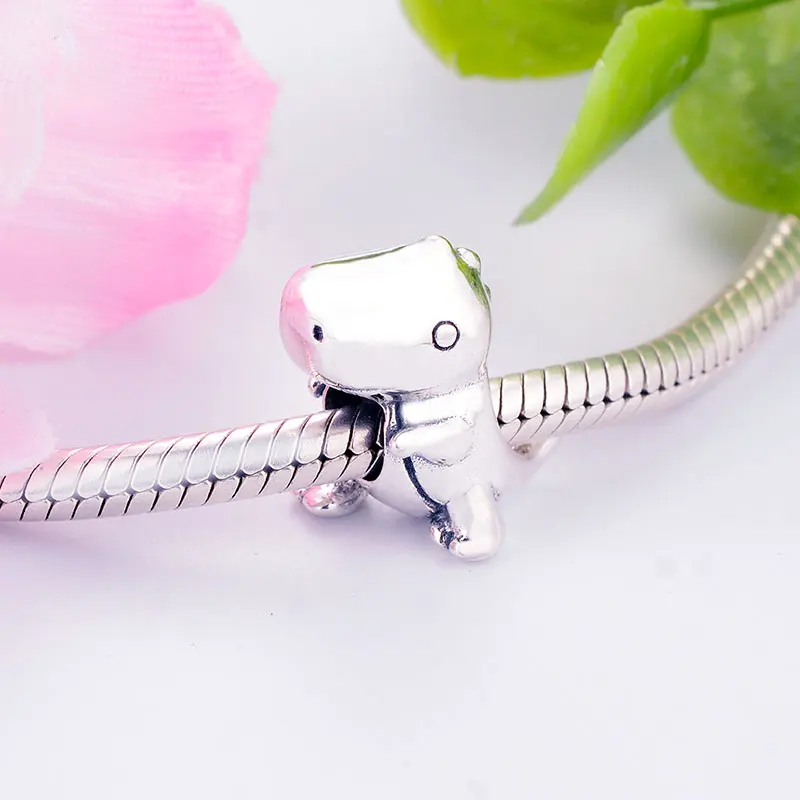 925 Стерлинговое Серебро Динозавр Дино бисера Подходит оригинальный Пан Шарм