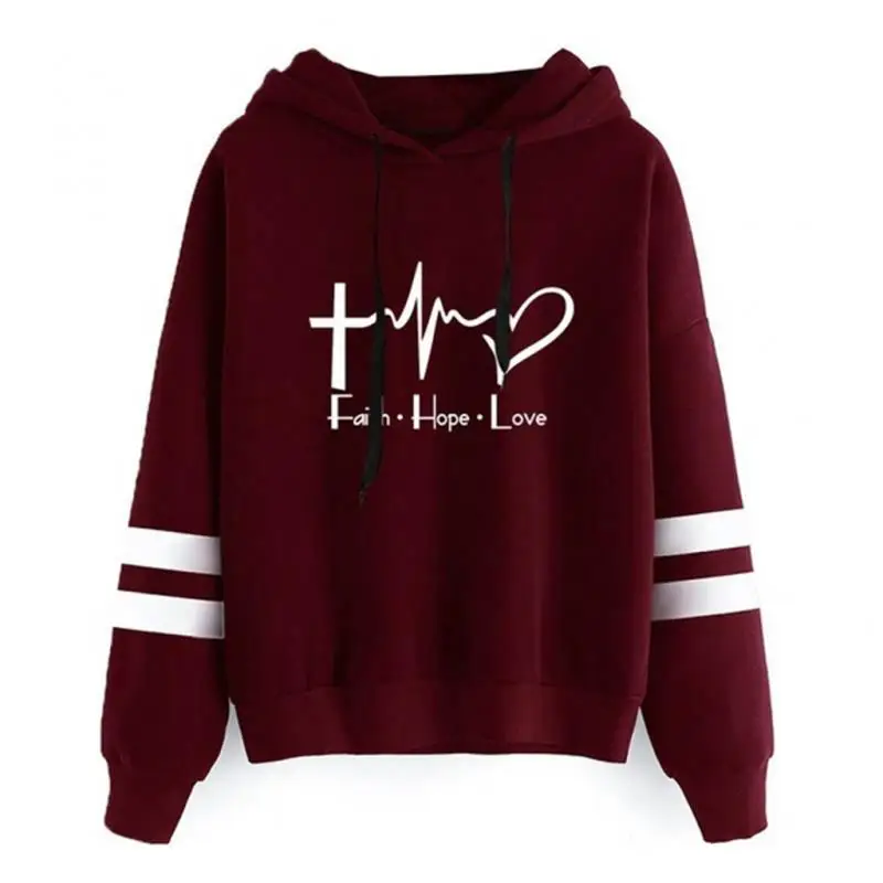Faith Hope Love Hoodie Unisex Funny Cartoon Harajuku Women Sweatshirt Fashion Female Kawaii Ulzzang Hoody