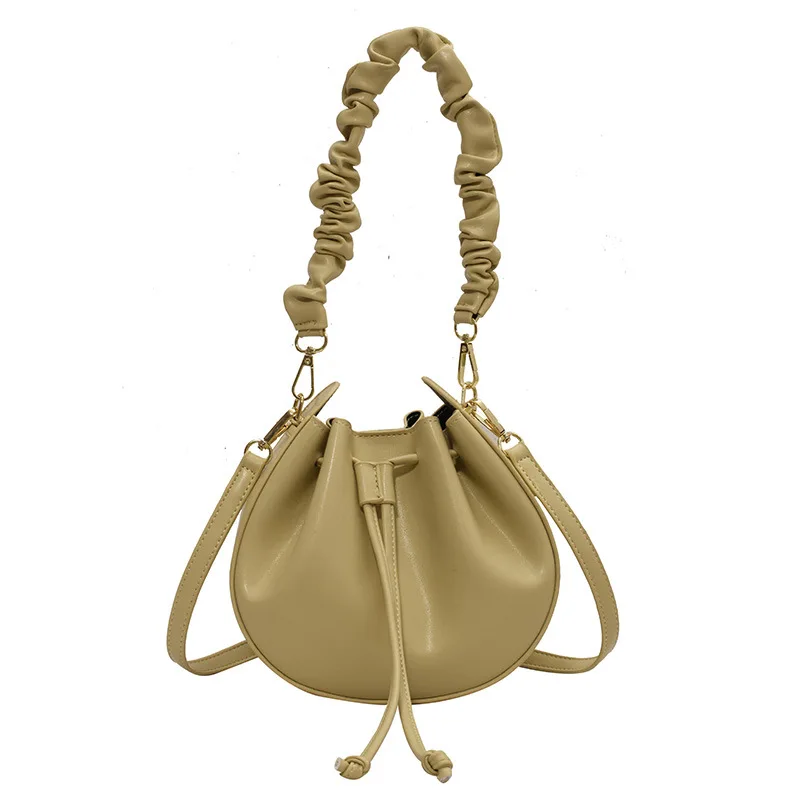 

High-quality Ladies One-shoulder Dumpling Bag 2021 New Simple Casual Shoulder Bag Water Drop Mini Drawstring Fold Messenger Bag