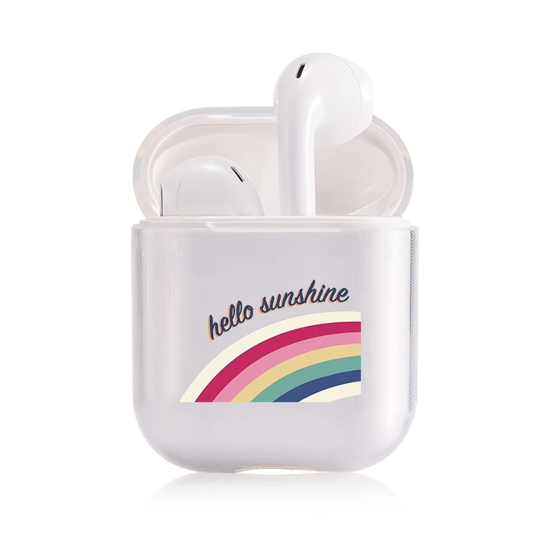 I201172 Беспроводной чехол Airpods с надписью Love Heart Rainbow Red Letter, защитный прозрачный чехол для наушников, классный портативный милый чехол для наушников - Цвет: I201172