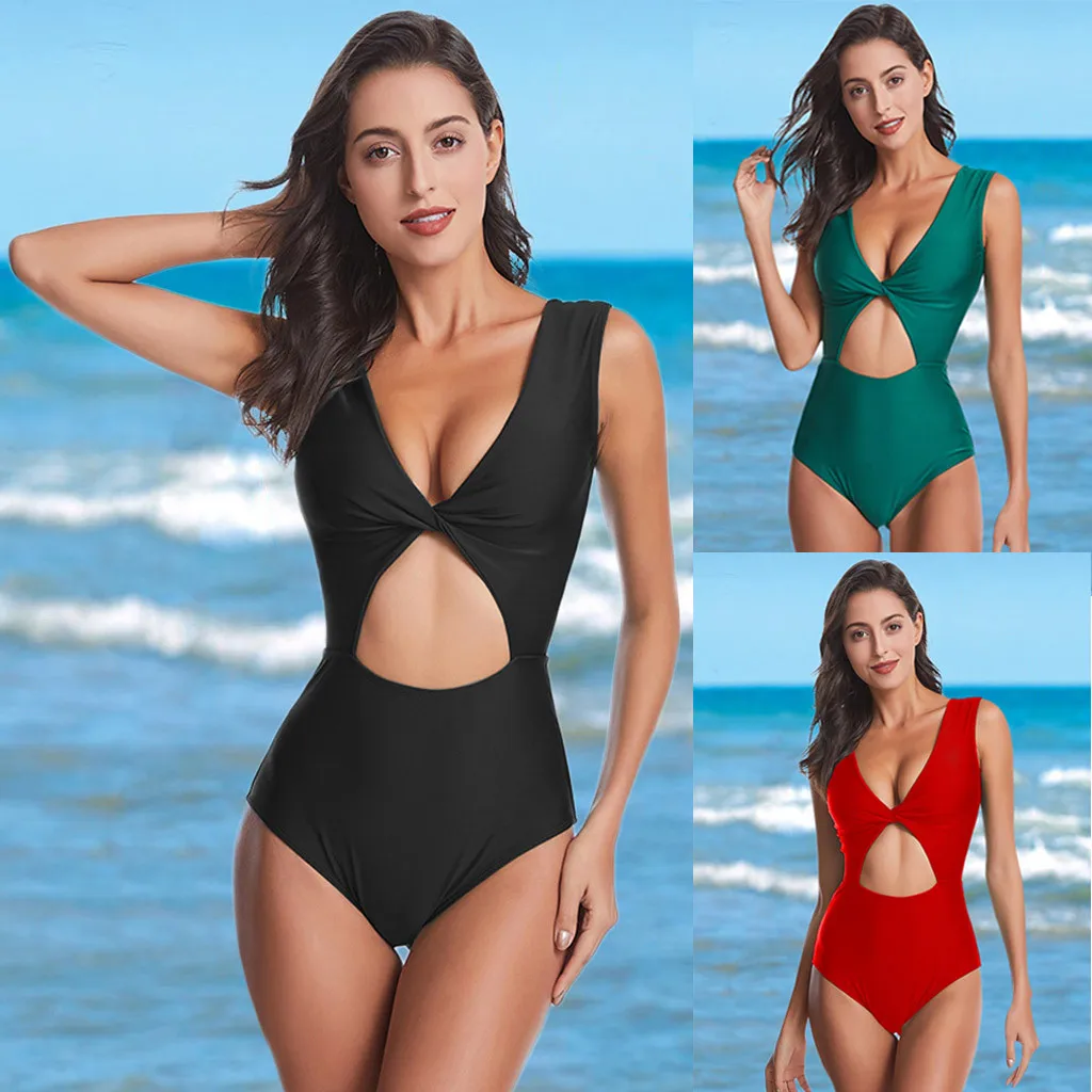 Купальный костюм новинка 2020 сдельный купальник сексуальный Одноцветный пуш-ап