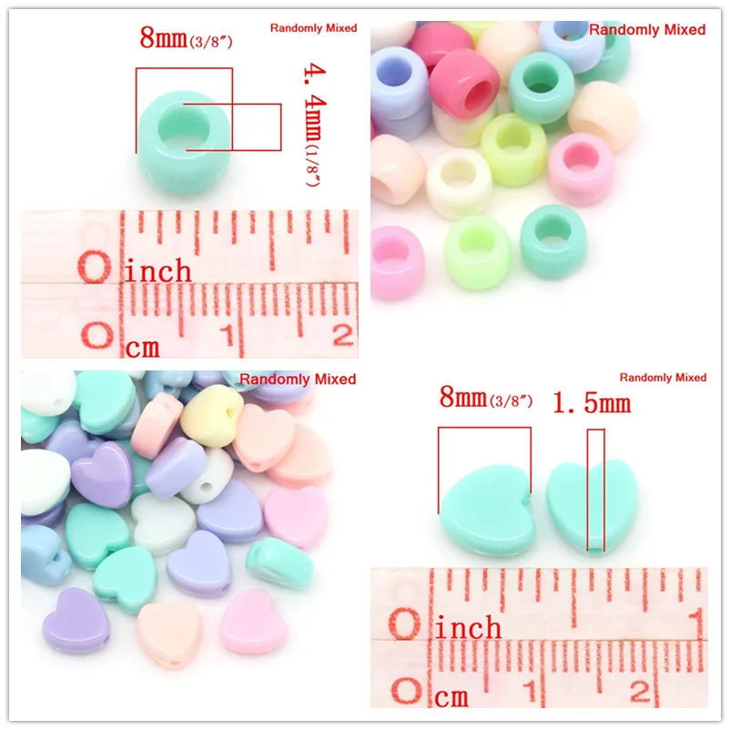 DoreenBeads Модные Акриловые шармы бусины сердца пастельные рандомные цвета
