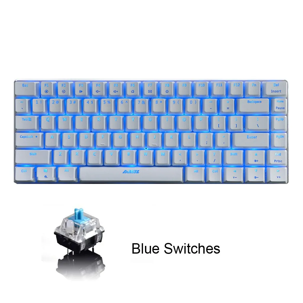 

Mechanical Gaming Keyboard, 82-Key Backlit Wired Peripheral, Blue Black Switch, for Laptop