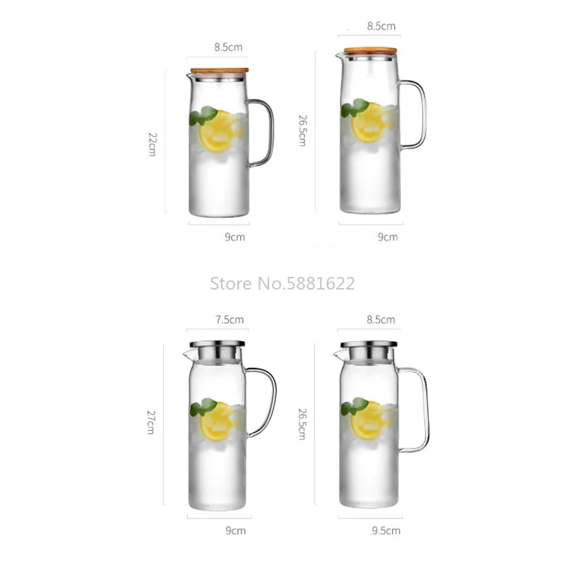 Nordic Creative Transparent Glass Water Bottle Juice Jug High Capacity Heatable Tea Pot Kettle Heat-resistant Leak-proof Carafe | Дом и сад