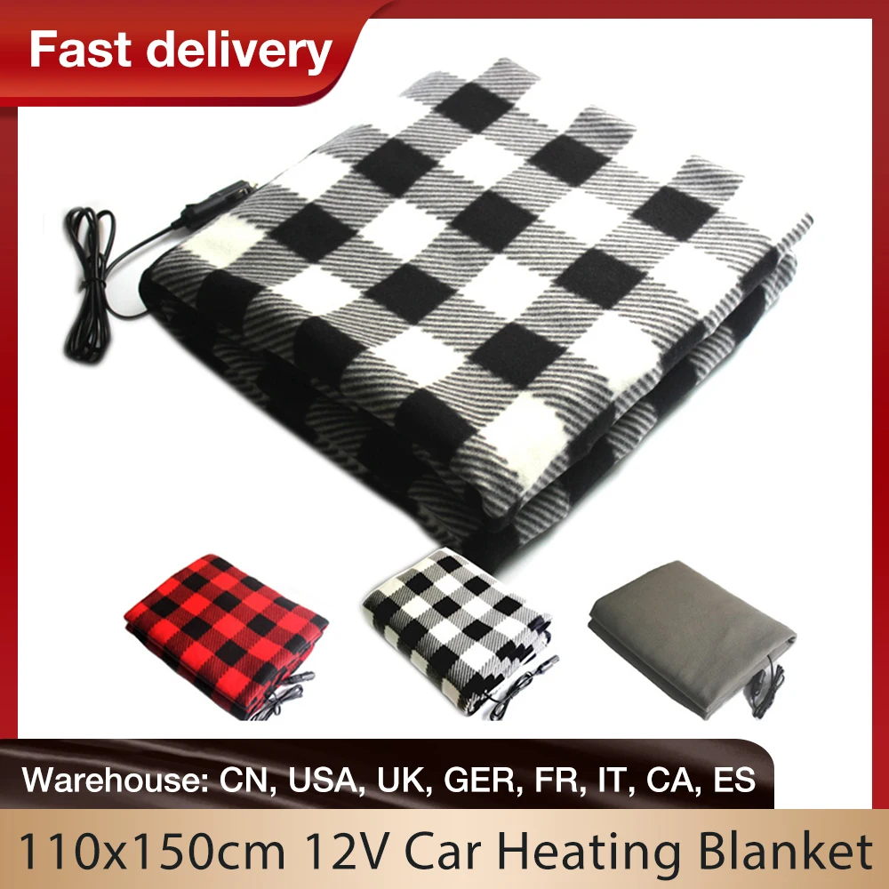 Car Supplies Winter Hot Grid Fleece 12V 45W Car Constant Temperature Heating Blanket Car Electric Blanket