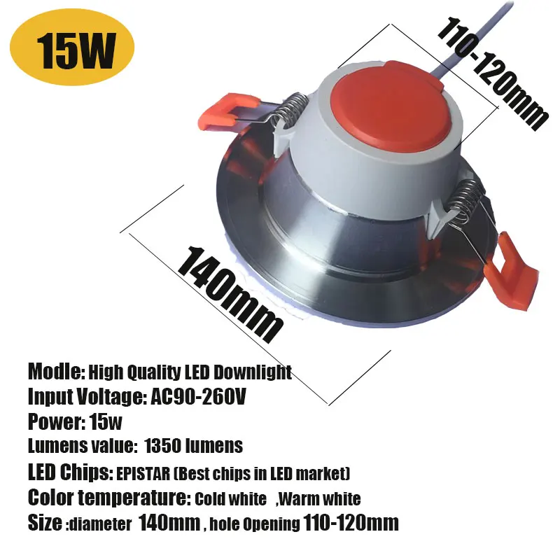 Led downlight 15W Светодиодный светильник Lamparas de Techo светодиодный 3 Вт 5 Вт 9 Вт 12 Вт 15 Вт 220 В 230 в 240 В светодиодный светильник для спальни кухни внутренний Светодиодный точечный светильник ing - Испускаемый цвет: Led downlight 15W