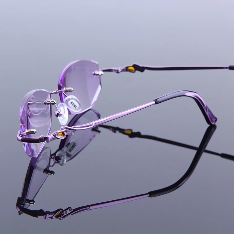 Очки по рецепту без оправы женские очки с фиолетовой оправой оптические для