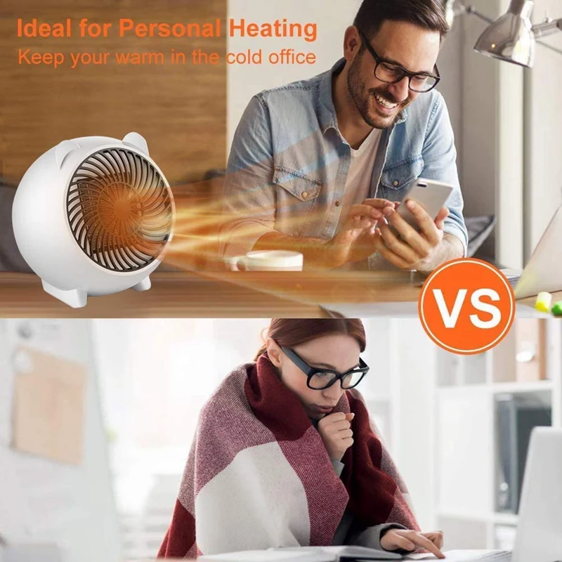 

Portable Mini Fan Heater, Electric Fan Heater, with Overheat and Tip-Over Protection Suitable for Office ,US Plug
