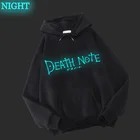 Японские толстовки с аниме Death Note, мужские светящиеся толстовки с милым мультяшным рисунком, отбеливающие толстовки с рисунком имиго, топы унисекс с рисунком Миса манги