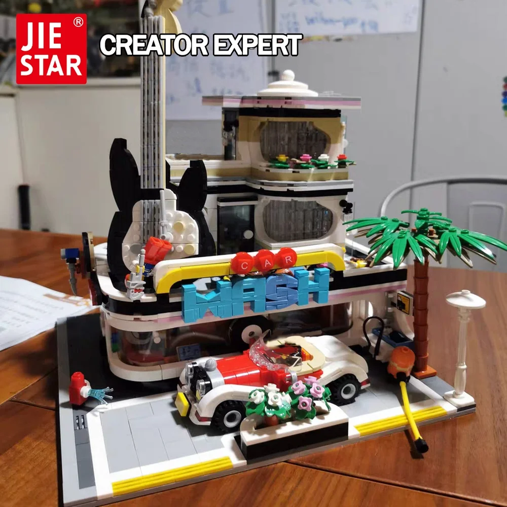 

Creator Expert Street View Car Wash Shop Music Store Concert Hall 89105 2168PCS Moc Bricks Modular House Model Building Blocks