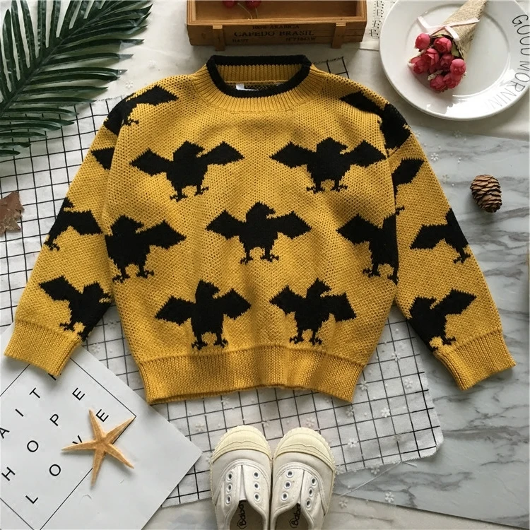 

Tonytaobaby Autumn and Winter Clothes New Boys and Girls Ginger Bat Cotton Pullover Long Sleeve Sweater