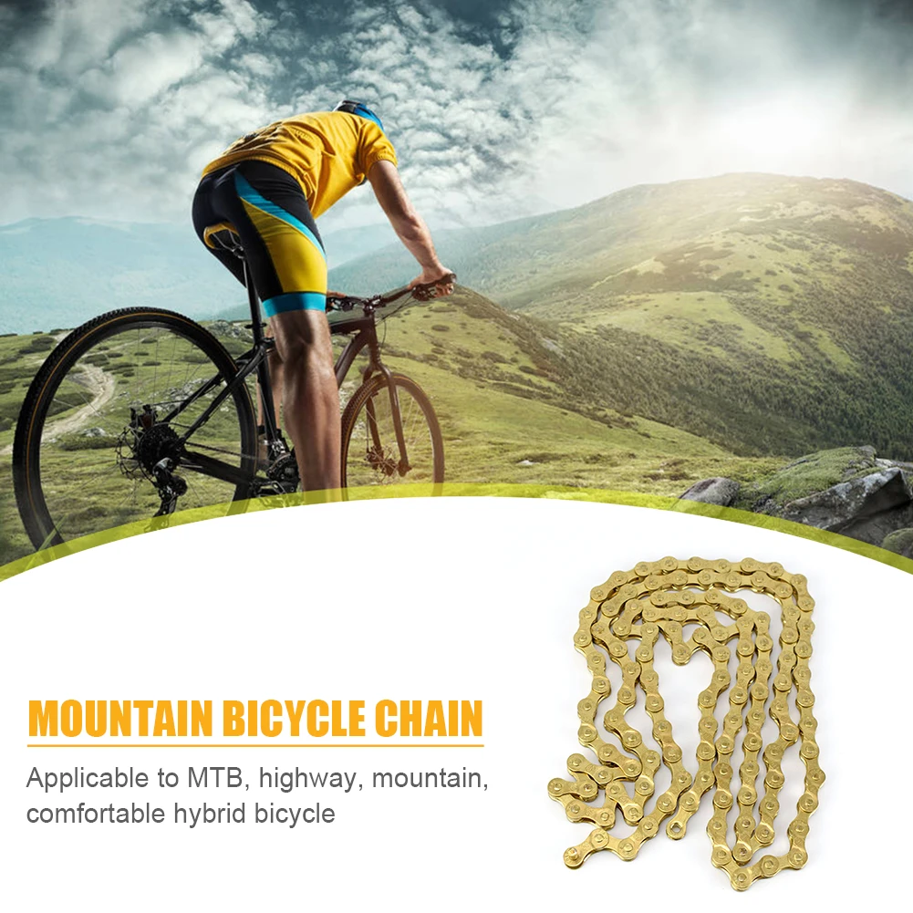 

116 Links Chains Mountain Bike Steel Chain Portable Cycling Riding Road Bicycle 9 Speed Waterproof Cycling Elements