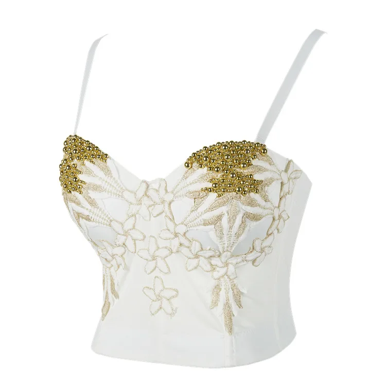 

Lady Sexy Sequin White Crop Top Slimming Corset Vest Fajas Colombianas Sexy Lingerie Ropa Interior Mujer