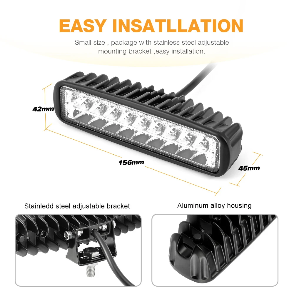 2 шт. Spotlight Наводнение 12 В 18 Вт автомобилей светодиодный свет бар работа лампы