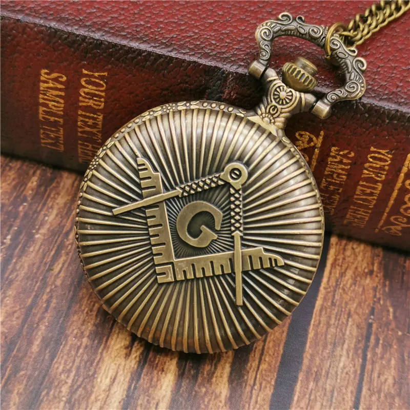 Ретро масонский Кварц Fob карманные часы Freemason масонская тема сплав кулон ожерелье