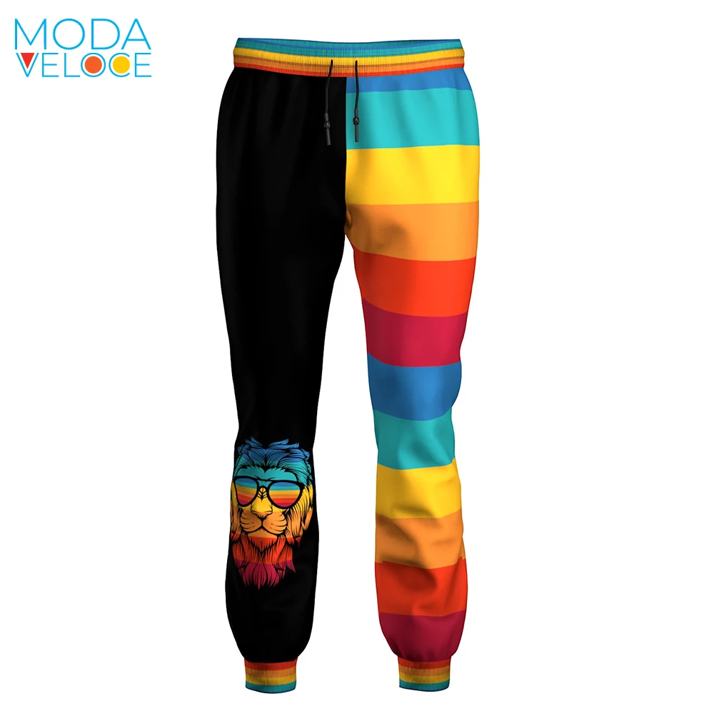 

3d print tech Animal Lion Cool Stripes Mens Joggers Casual Pants Fitness Men Sportswear Tracksuit Sweatpants Trousers Track Pant