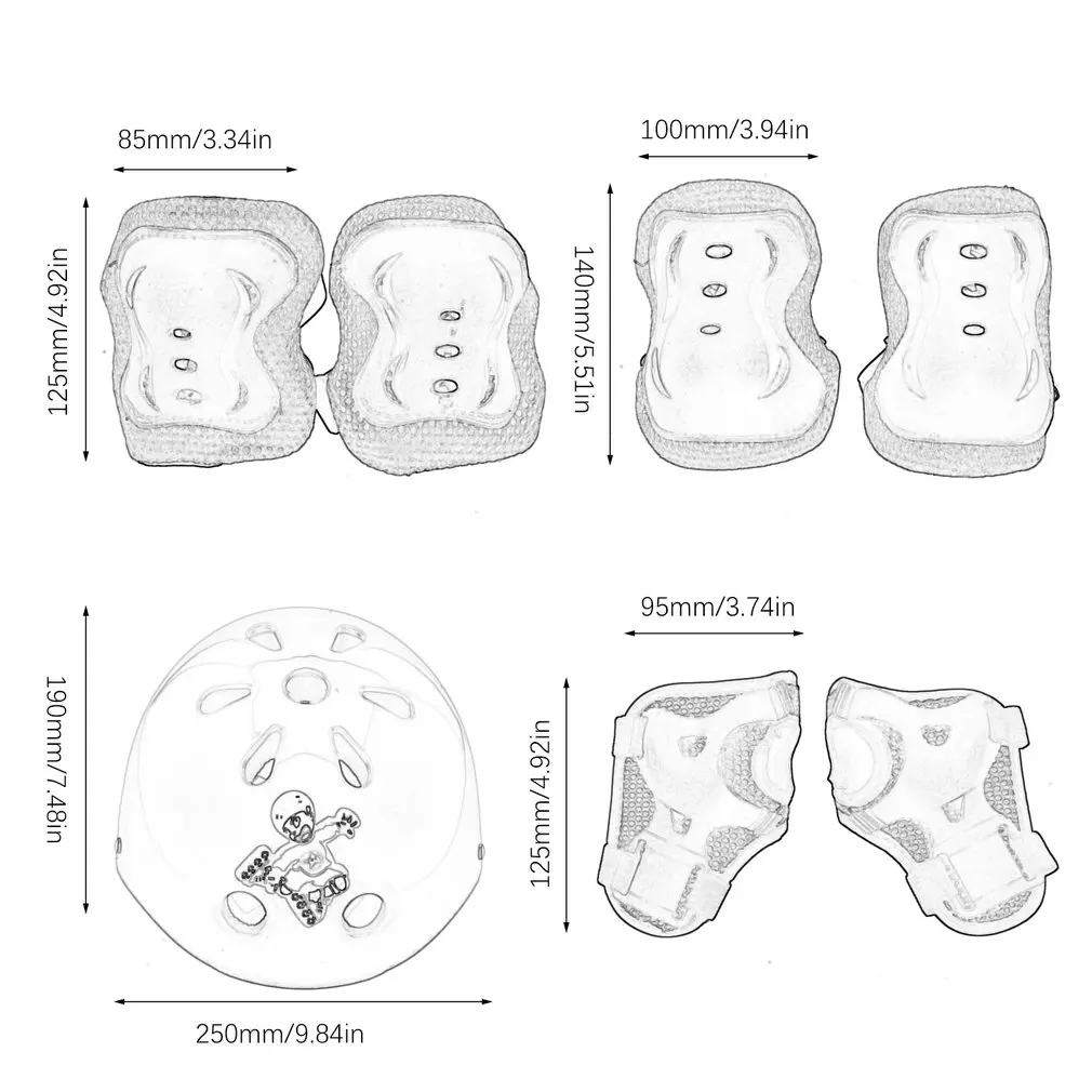 Регулируемый 7 шт. малыш велосипедный шлем для катание на роликовых коньках