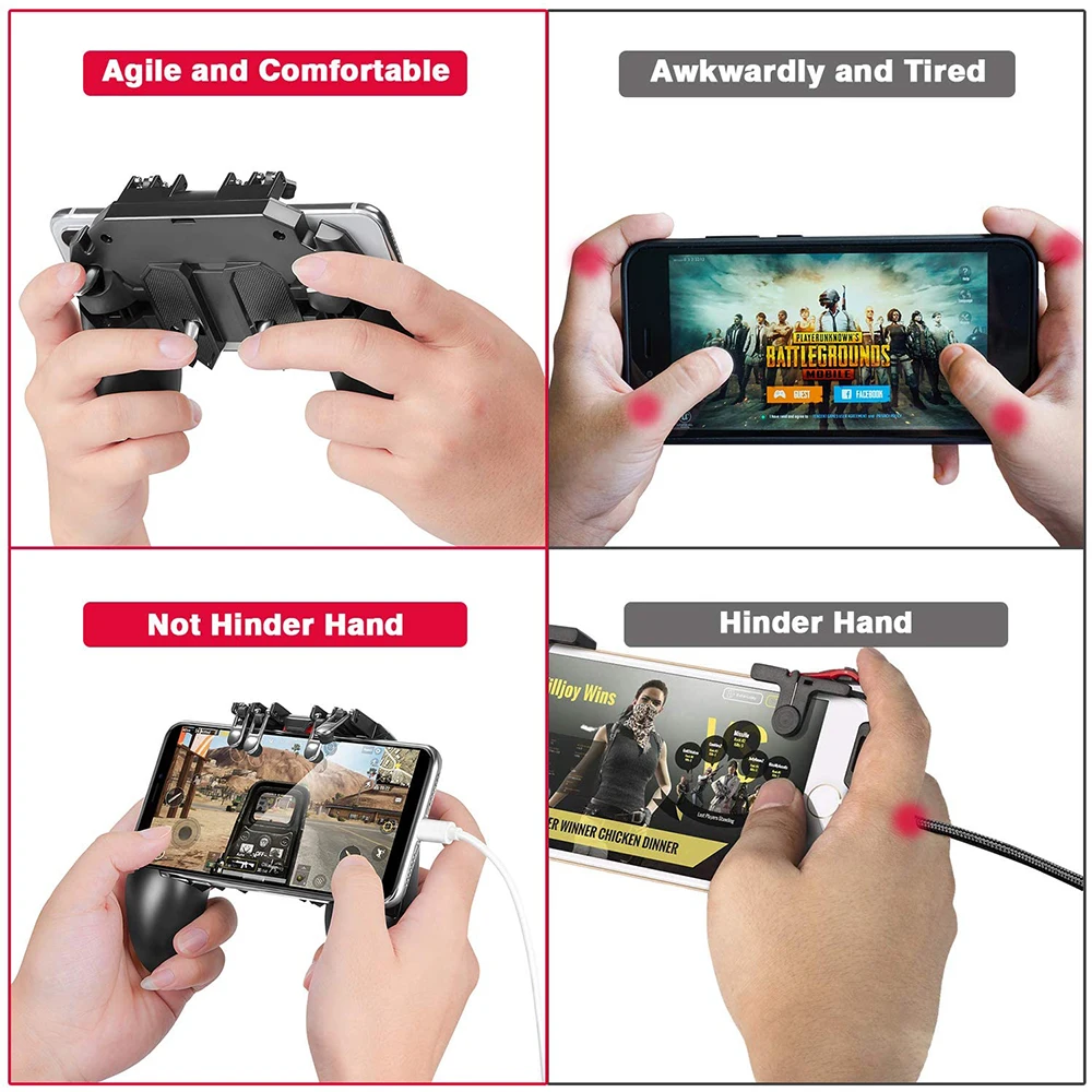 

Контроллер PUBG AK77, шесть пальцев, геймпад для iPhone, Android, PUBG, мобильный контроллер L1 R1, триггеры для стрельбы, огонь, джойстик, геймпад