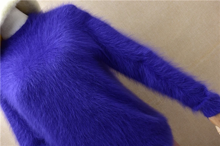 

ladies women fashion hairy fluffy mink cashmere o-neck loose pullover angora rabbit fur winter underwear jumper sweater blouses