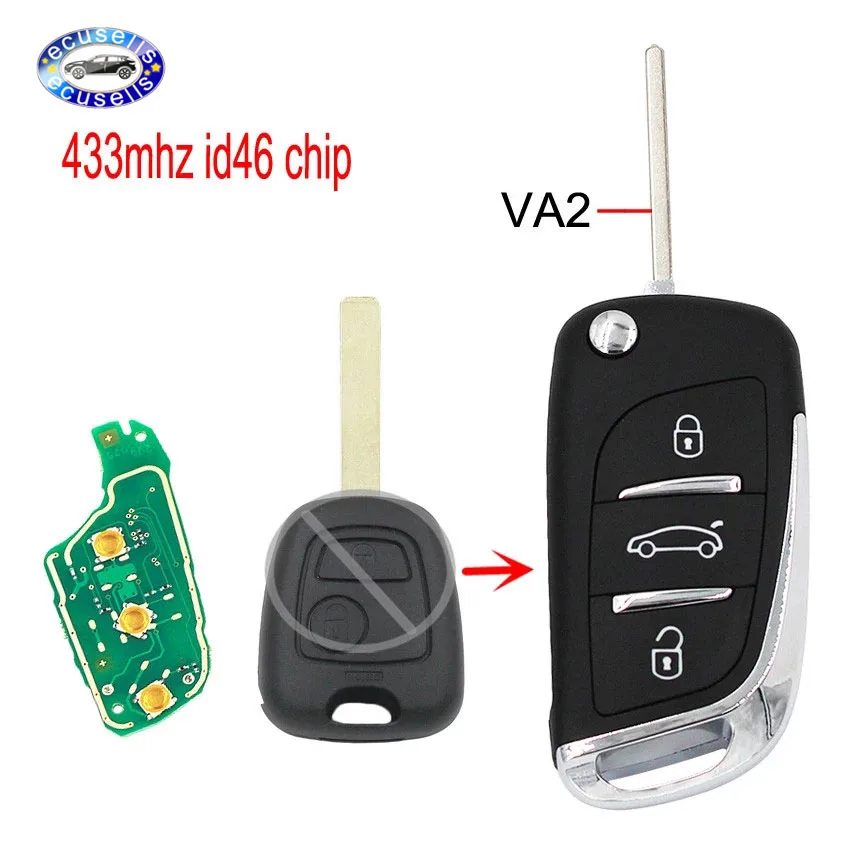 Модель Citroen C2 C3 434 без ключа с 3 кнопками 0536 МГц ID46|fob|fob keyfob car |