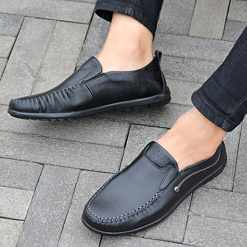 Мужская кожаная обувь Летние мужские мокасины из натуральной кожи Модные